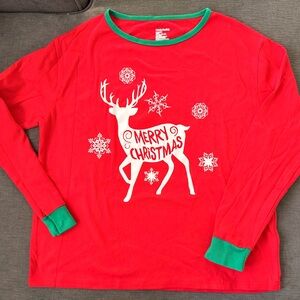 Red Christmas Reindeer Kids Pajama top